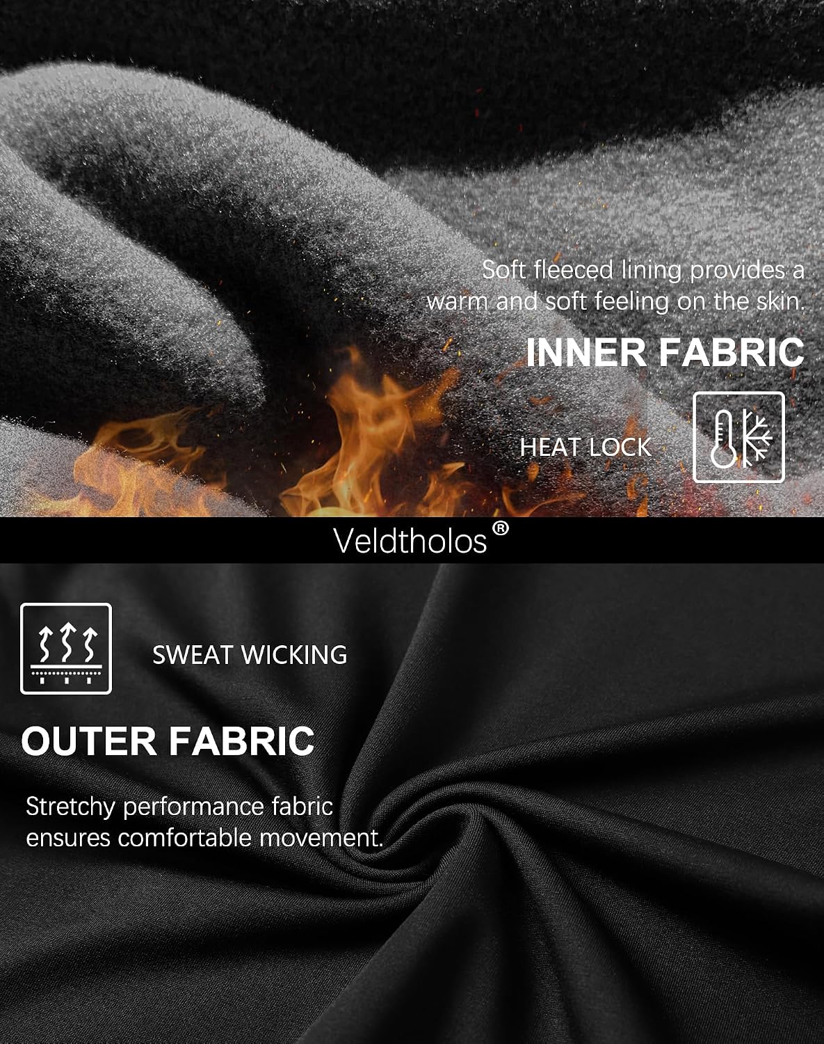 Detalle 1 de Veldtholos 5-Pack Men's Thermal Compression Pants, Fleece-Lined, 4-Way Stretch
