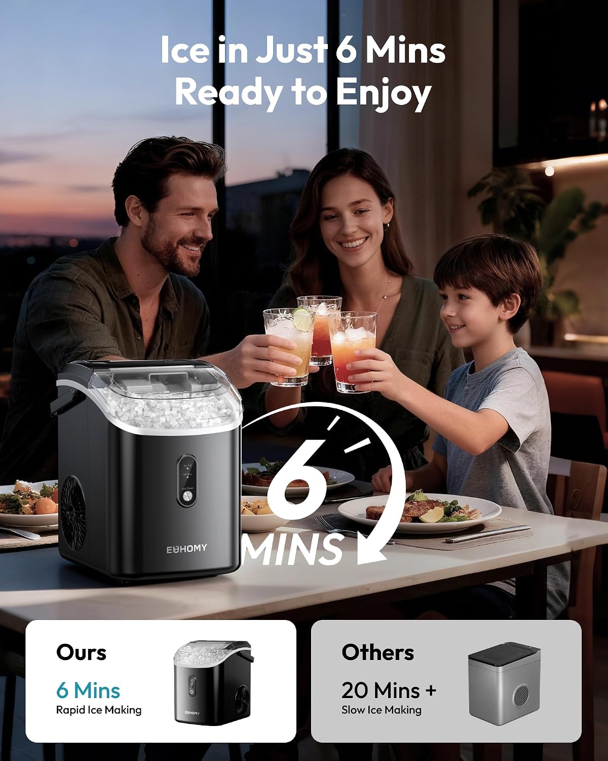 Thumbnail 1 de EUHOMY Nugget Ice Maker, 1.8 lb Basket