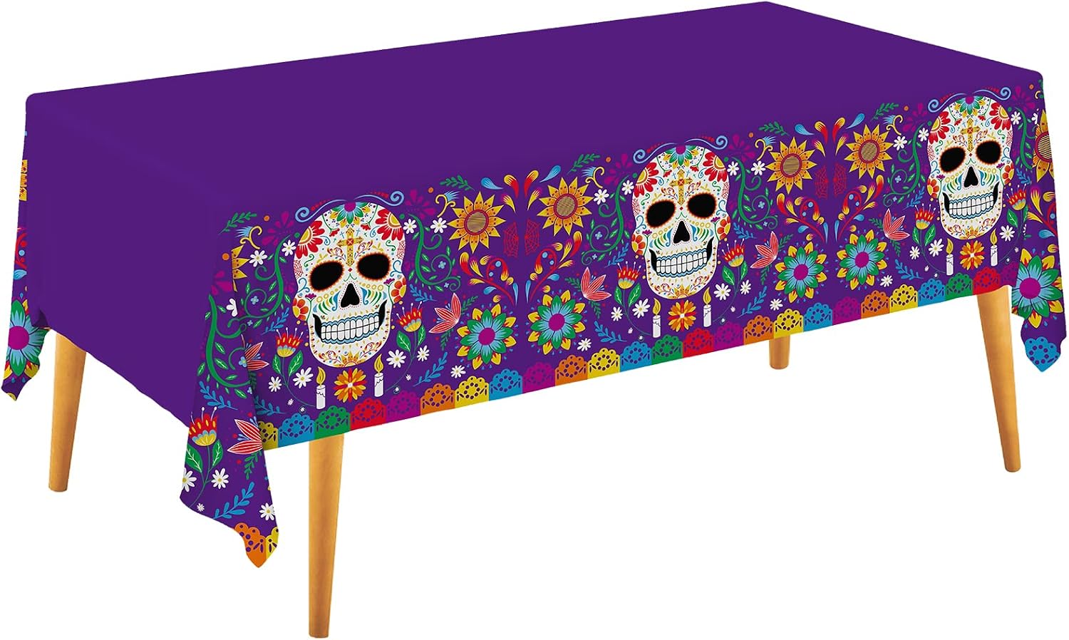 Detalle de Gatherfun Day of the Dead Plastic Tablecloth, 54 x 108 Inches, 3-Pack