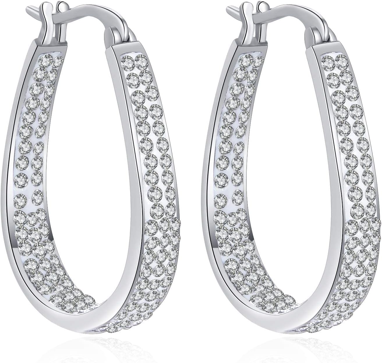 Thumbnail 4 de Crystal Hoop Earrings for Women Rhodium Plated ⭕