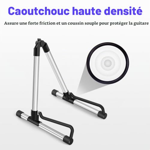 Detalle de Support de guitare Donner réglable et pliable – robuste, polyvalent et élégant
