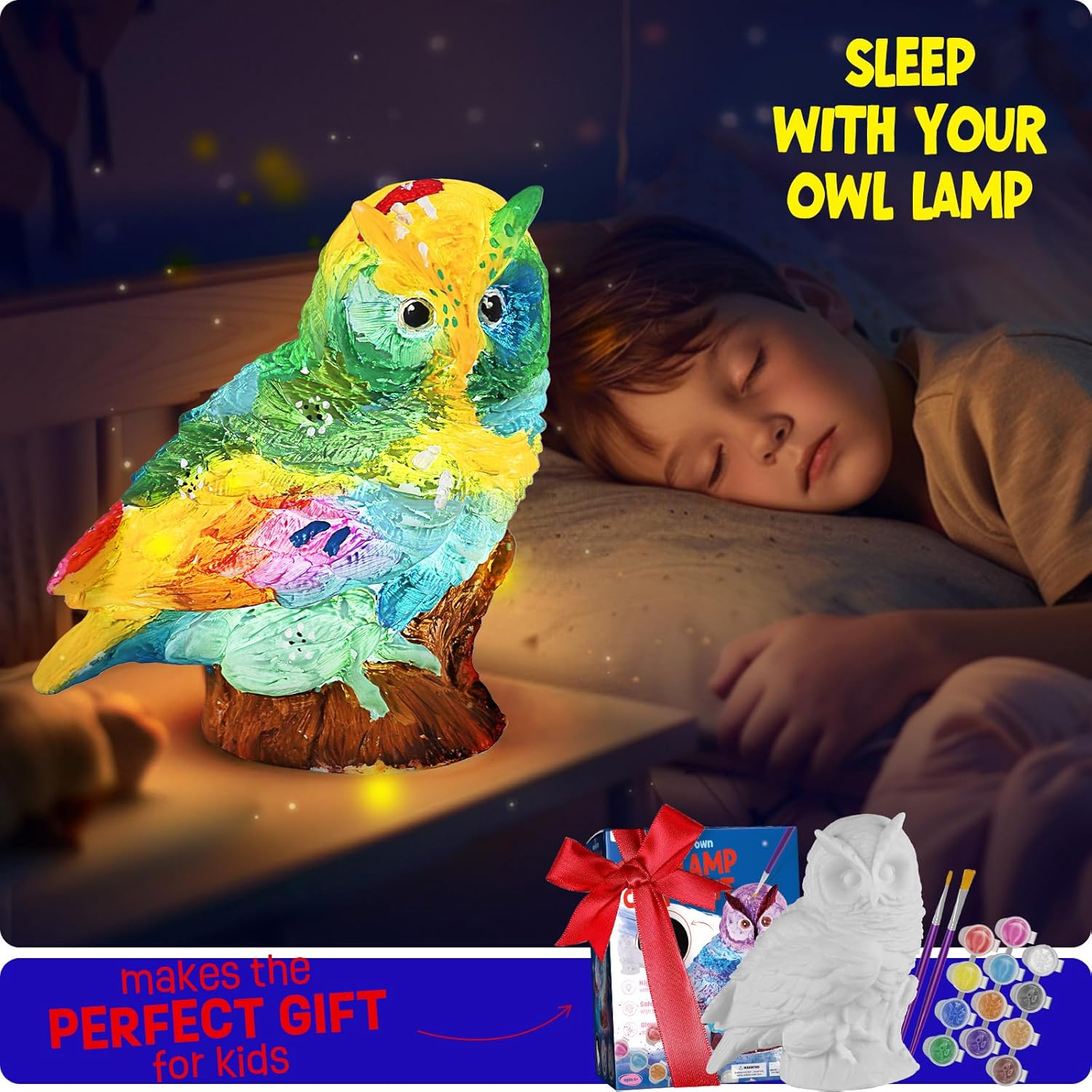 Thumbnail 4 de DIY-LAOESE Paint Your Own Owl Lamp Kit – painting and craft kit for kids