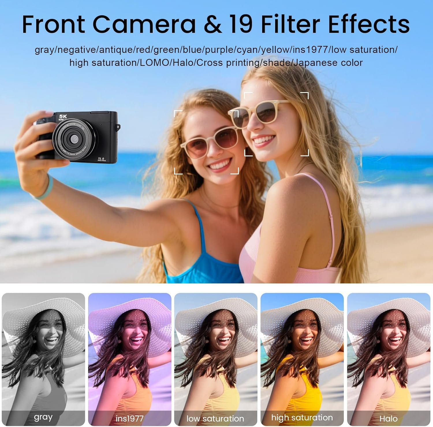 Detalle de SOPPY 5K Digital Camera: 75MP, 5K UHD, 18x Zoom, and Dual Batteries – A Basic Photo/Video Companion for Kids and Beginners