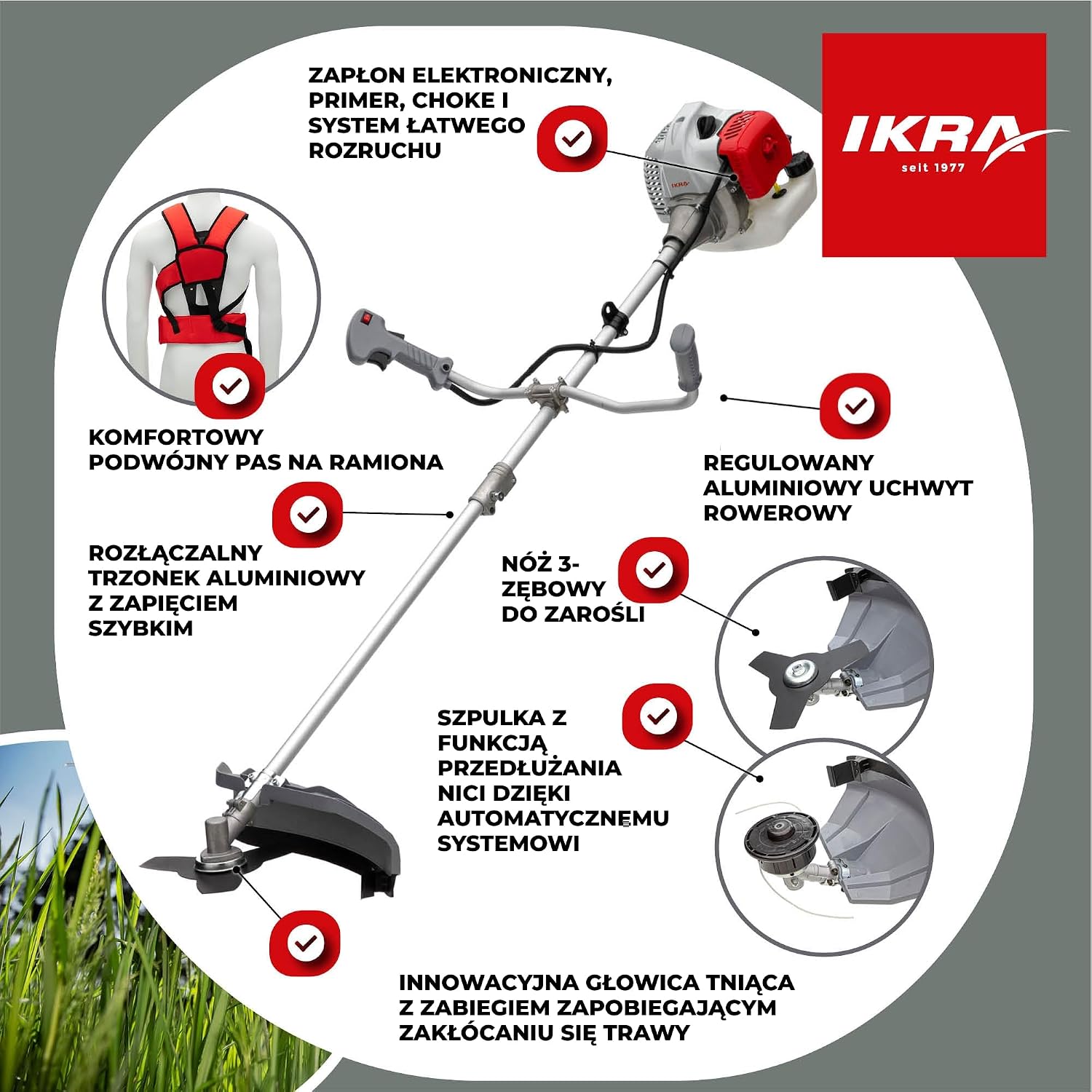 Detalle 2 de IKRA IBF 4342 kosa spalinowa 2-suwowa, 42,7 cm³ i 1,25 kW