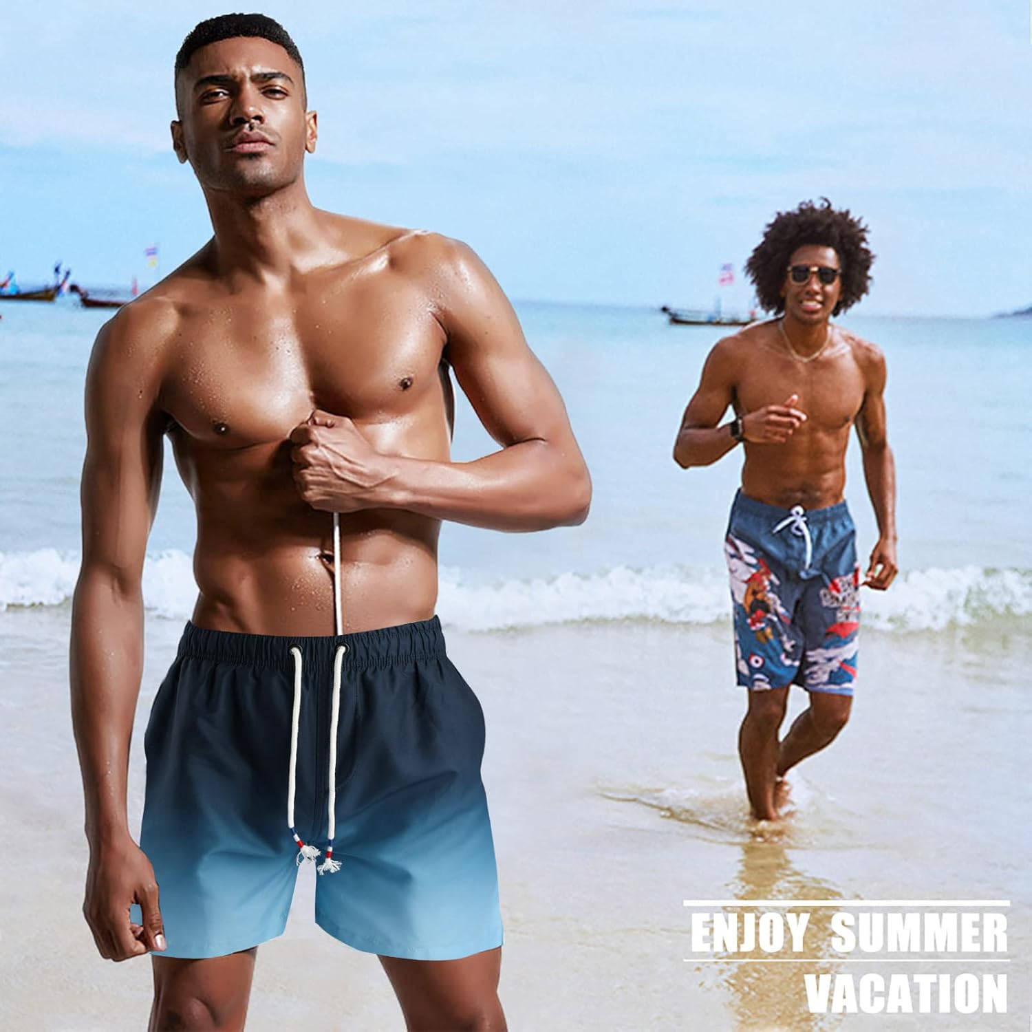 Thumbnail 2 de Danfiki Homme Shorts de Bain Maillot Surf avec Poches et Doublure Imperméable – Séchage Rapide