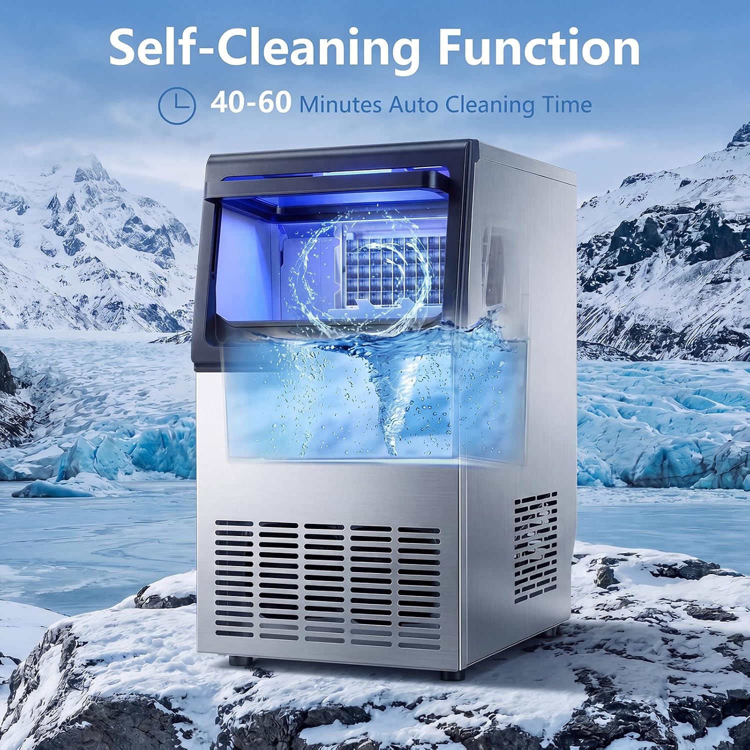 Detalle de COSTWAY 25970US-CYPE Commercial Ice Maker, 80 lb/Day, 30 lb Bin