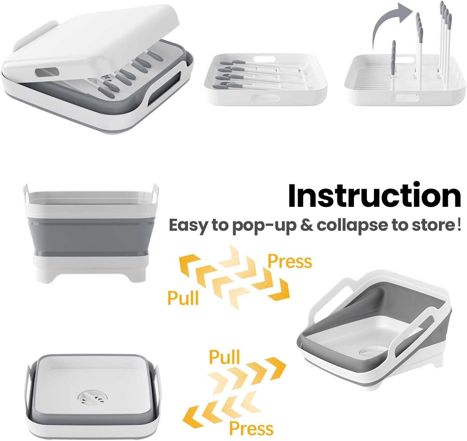 Detalle 2 de Volnamal Collapsible Baby Bottle Wash Basin with Drain Plug and Drying Rack