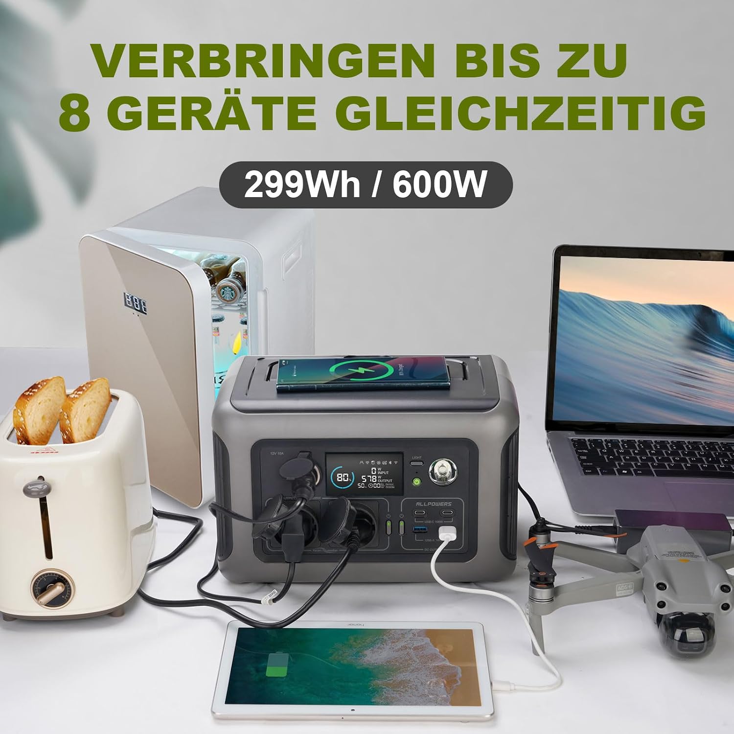 Thumbnail 2 de ALLPOWERS R600 Tragbare Powerstation 299 Wh