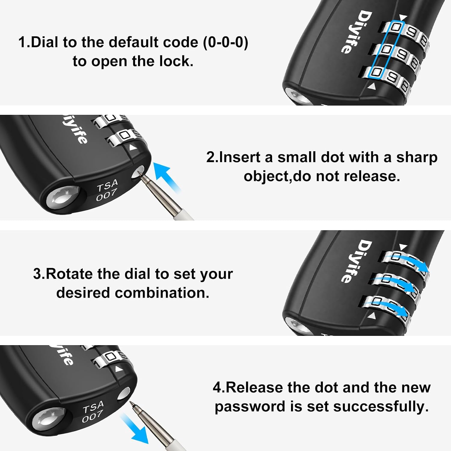 Thumbnail 6 de Diyife TSA Luggage Locks 3-digit combo pack 🔒