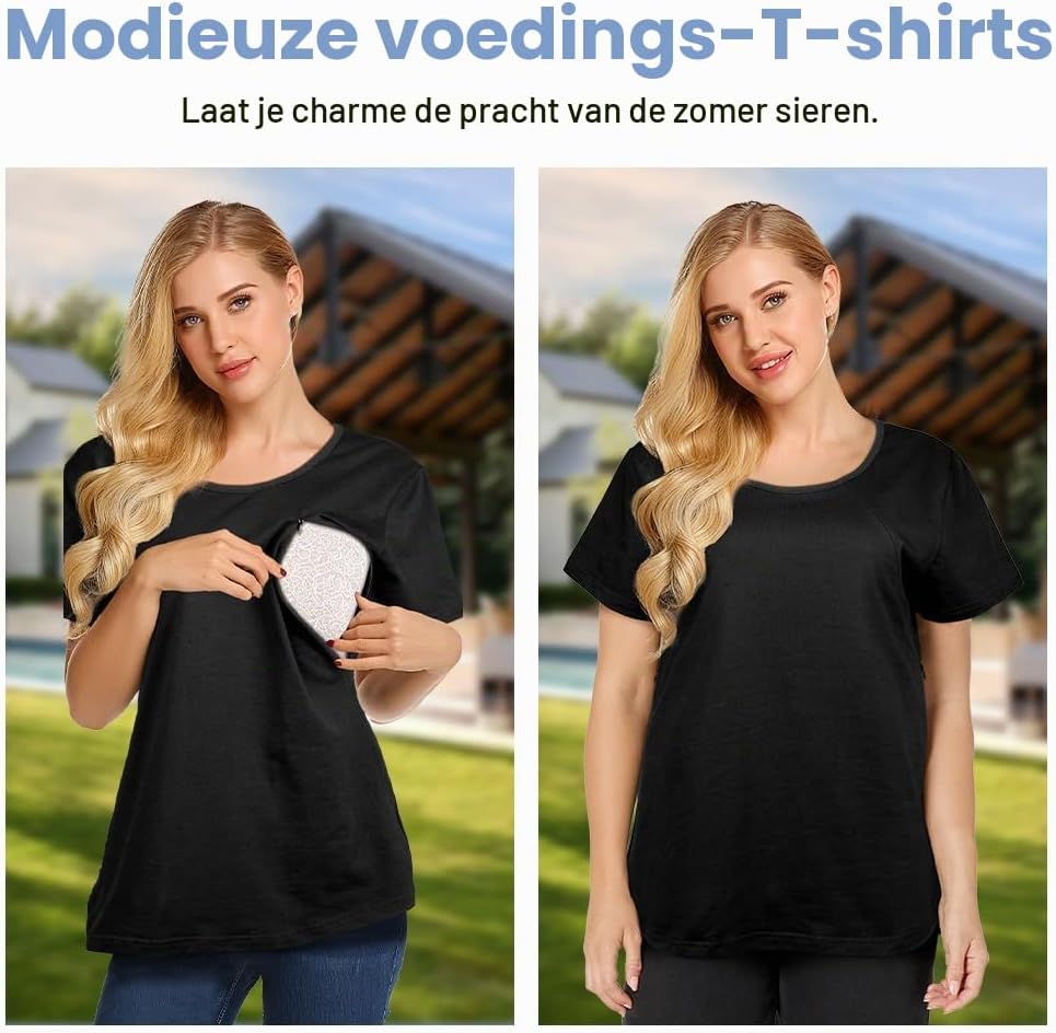 Thumbnail 1 de Aolso borstvoedingsshirt met korte mouwen, zijsplit en stretchvezels