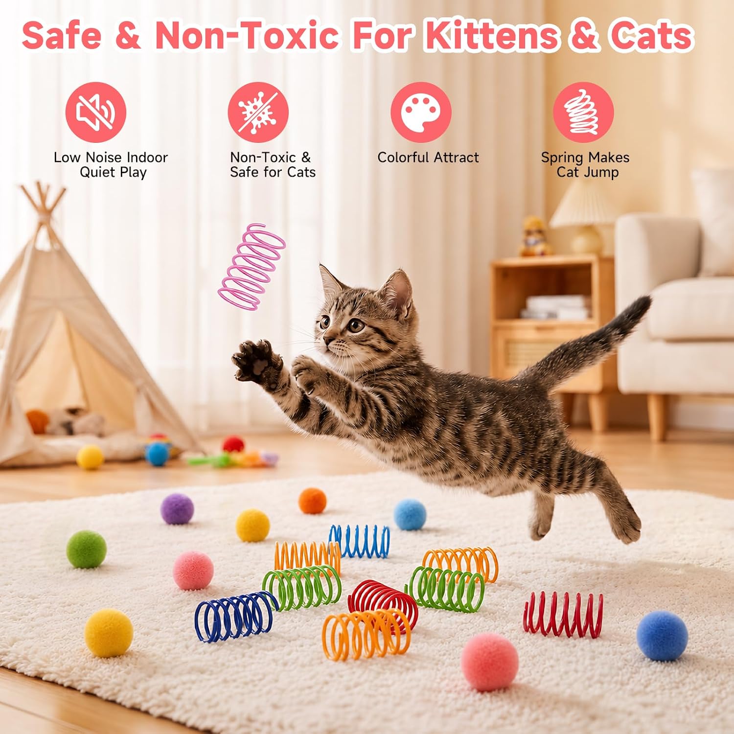 Detalle de AILUKI N-House-33 33-Piece Cat Toy Set with Collapsible Tunnel
