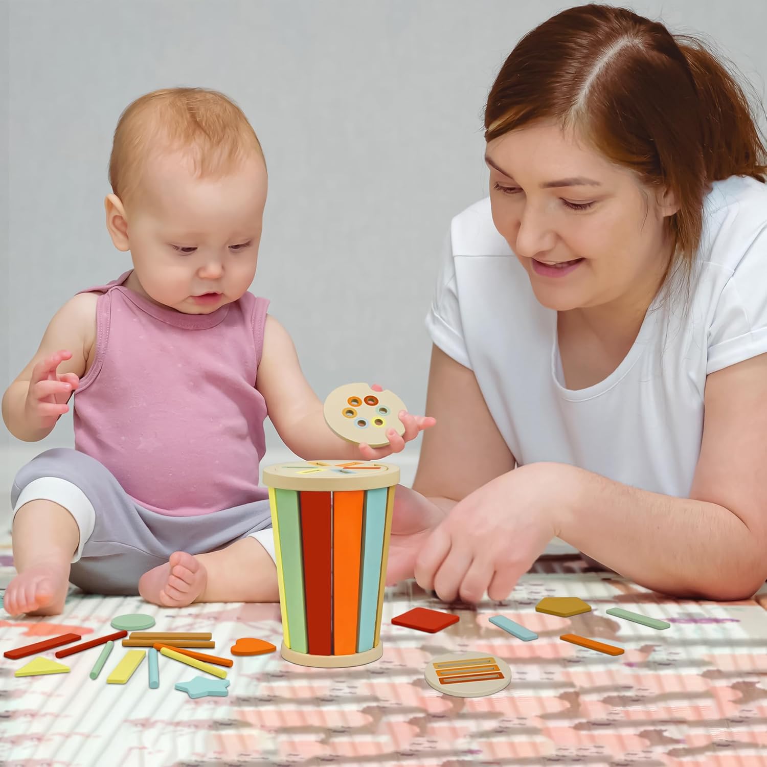 Detalle 2 de Montessori Giocattoli 3 in 1 per bambini da 1 anno: sviluppo motricità e riconoscimento forme e colori