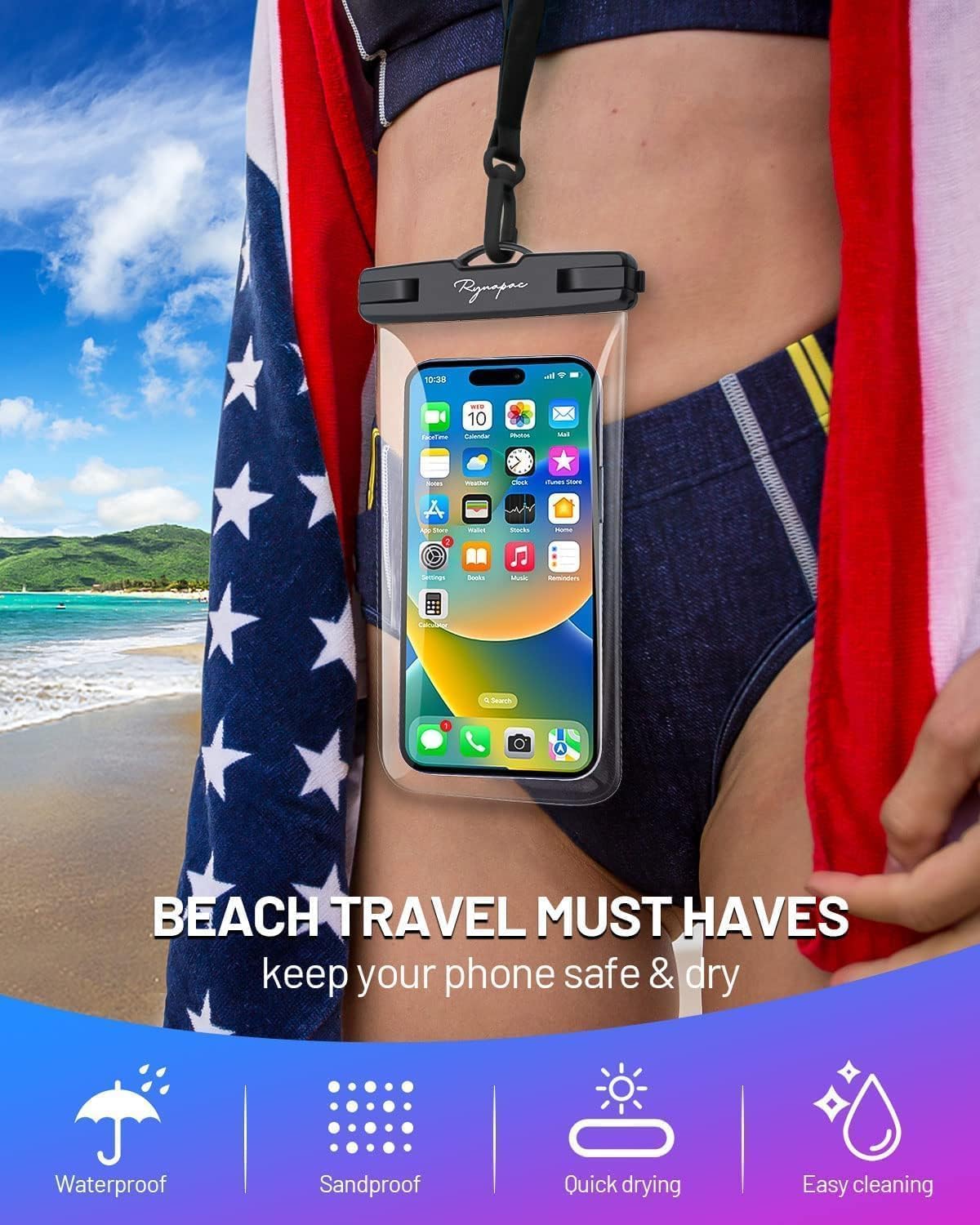 Thumbnail 4 de Rynapac 7.5in IPX8 Waterproof Phone Pouch Bag with Lanyard – Beachproof Dry Bag for iPhone and Galaxy