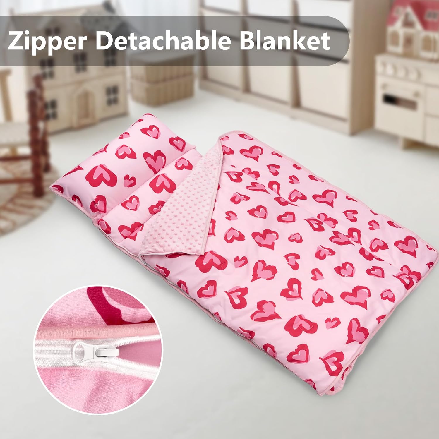 Detalle de Primlect Toddler Nap Mat with Pillow: Thick, Washable, and Ready for Naptime