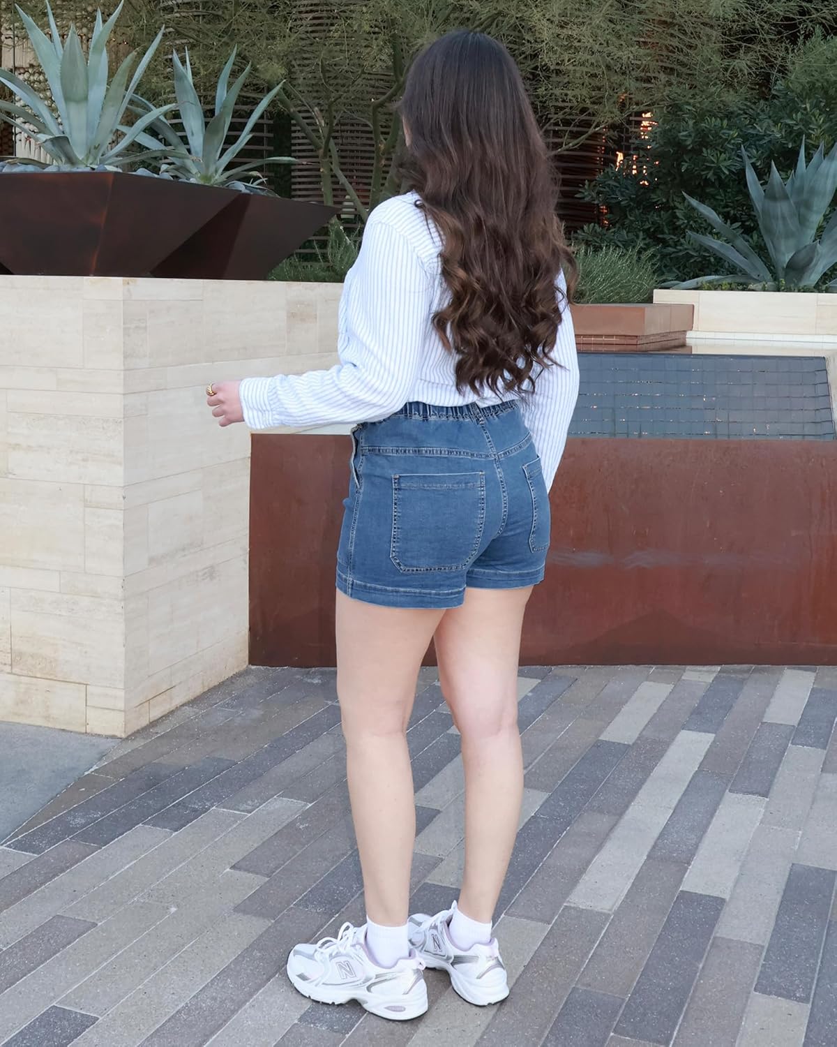 Thumbnail 6 de luvamia High-Waisted Pull-On Jean Shorts for Women with Drawstring (Elastic Waist)