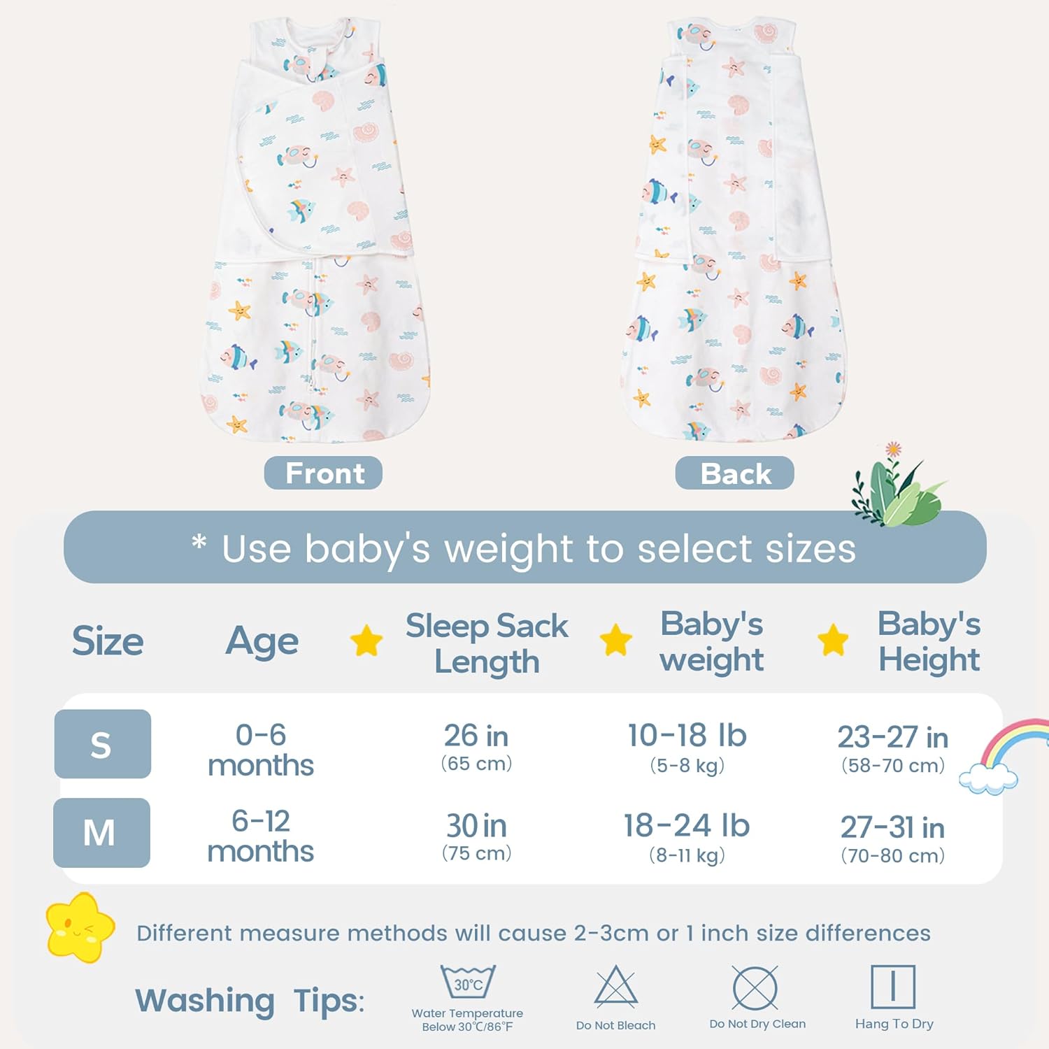 Thumbnail 6 de ZIGJOY Newborn Sleeping Bag Swaddle Wrap 1.0 TOG (100% Cotton) – Ocean, for 0–6 months / 6–12 months