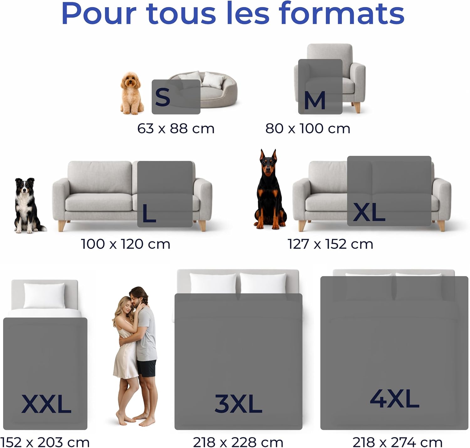 Thumbnail 4 de Dreamzie Couverture Imperméable pour Lit et Canapé 152x203 cm – Gris foncé