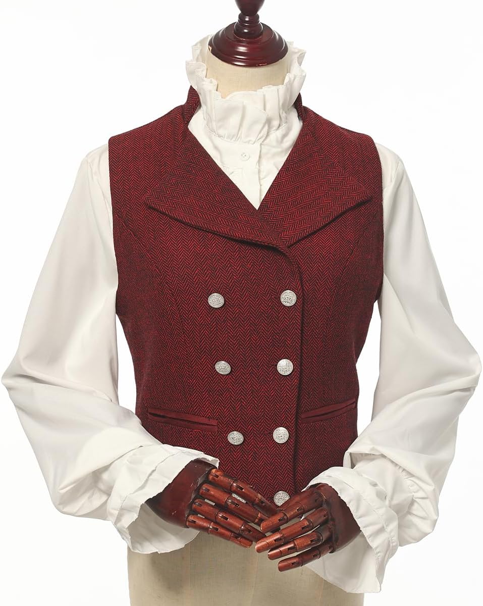 Thumbnail 3 de UniqKaliber gilet de costume à col en V pour femme en tweed, coupe ajustée