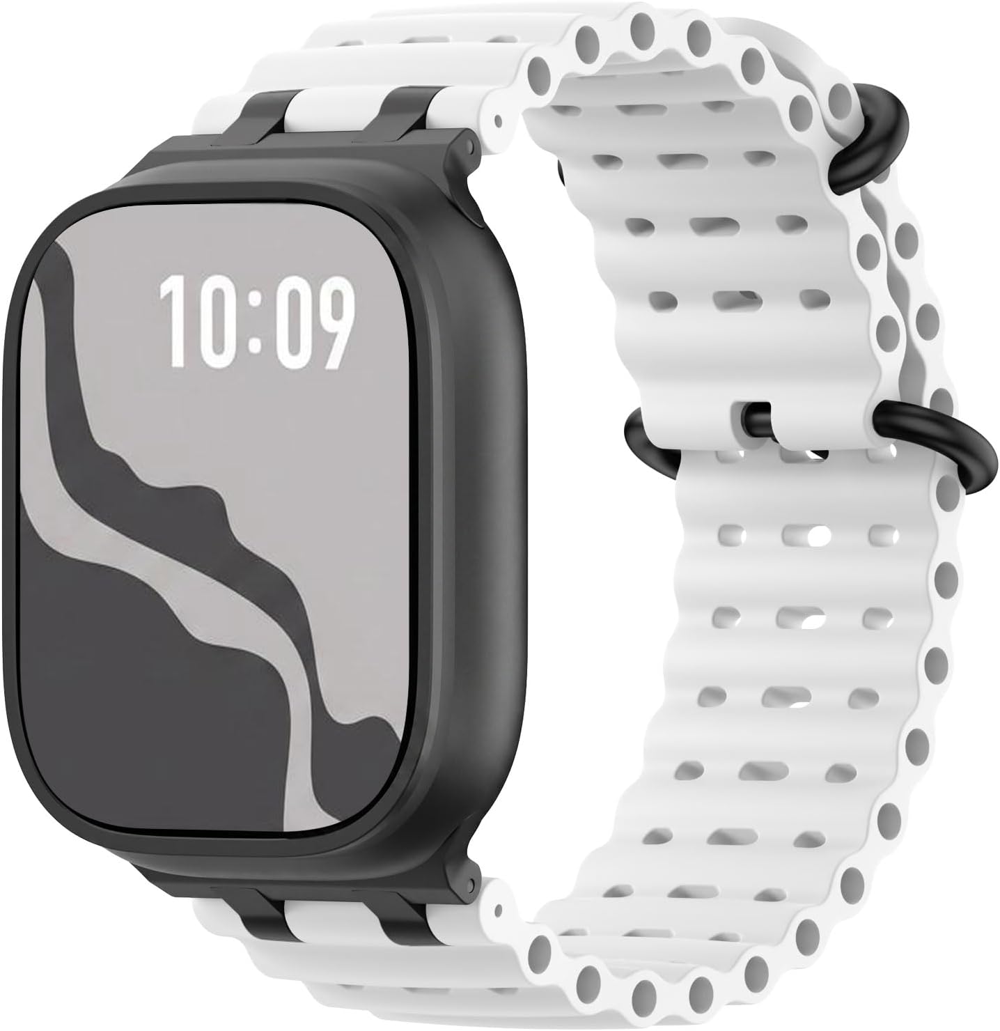 Detalle de Upgraded Ocean Watch Band for Apple Watch: Breathable Silicone with Stainless Steel Connectors
