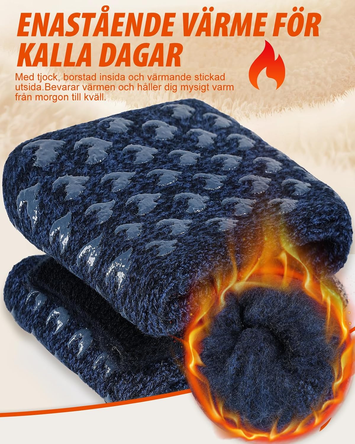 Detalle de Mjuka varma herrstrumpor, storlek 39–50, med fleecefoder och PVC-nubbar