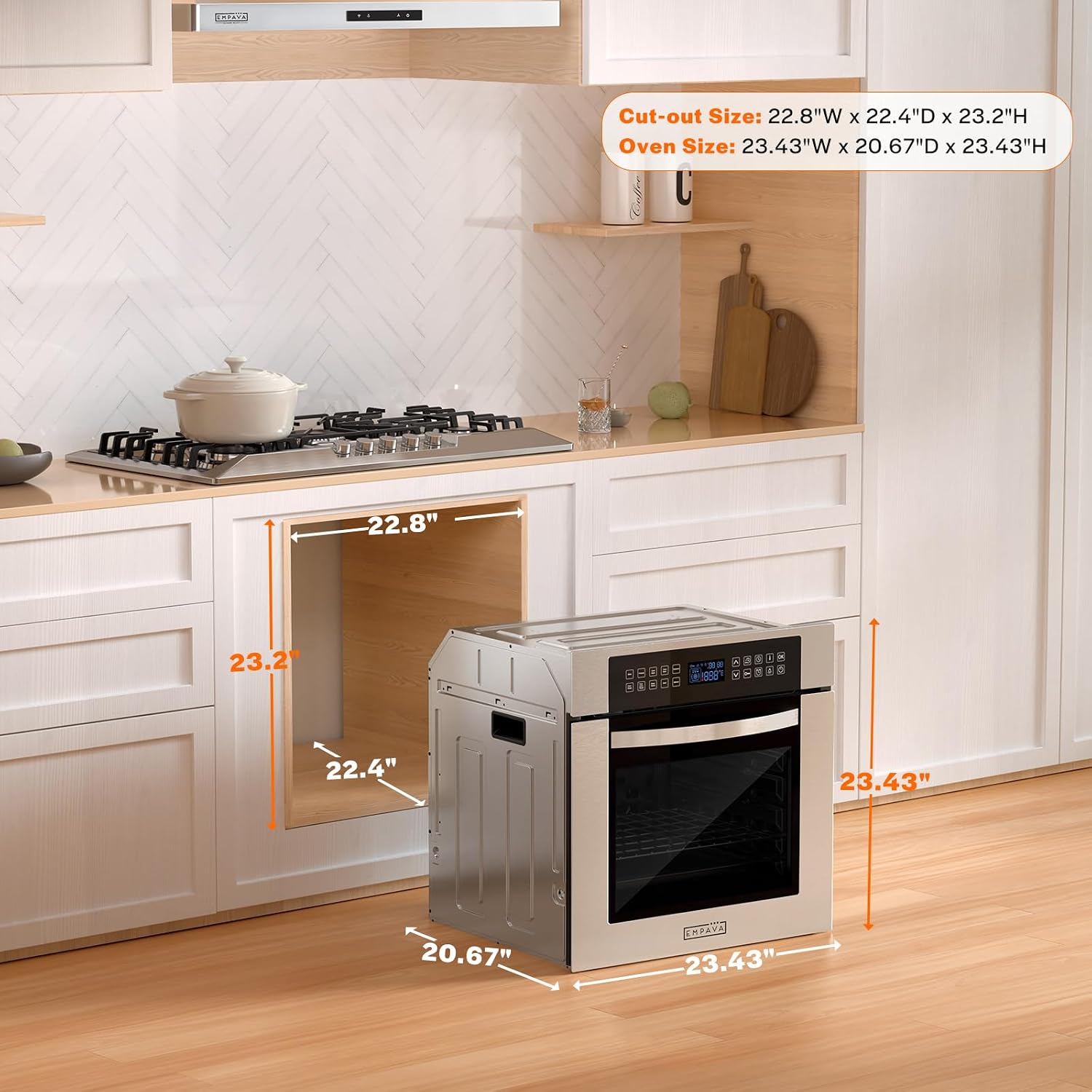 Detalle 2 de Empava 24 Inch Electric Single Wall Oven, 2.3 cu. ft., True Convection & Rotisserie