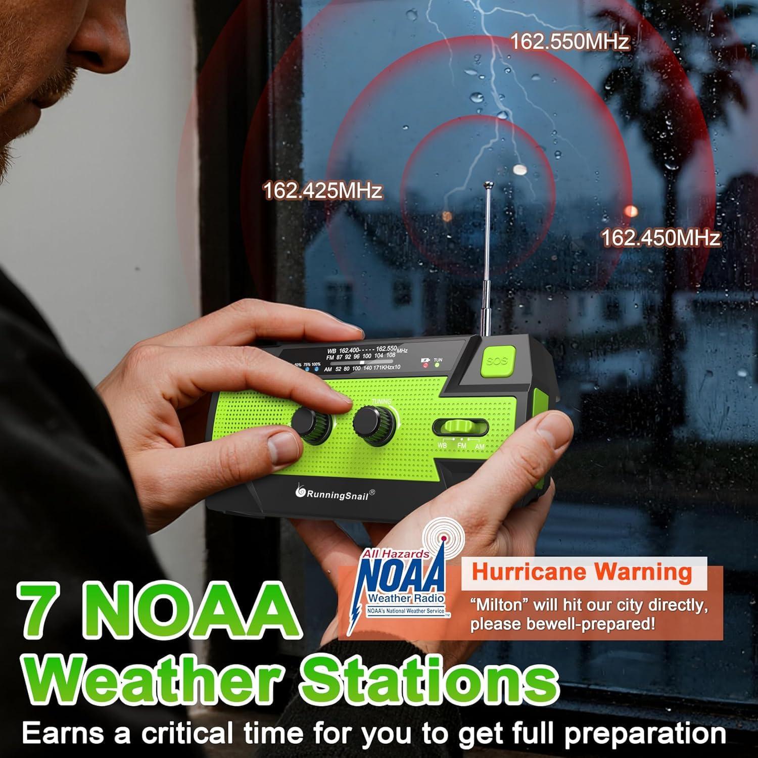 Thumbnail 6 de RunningSnail 090PG Emergency Crank Radio, NOAA/AM/FM, 3-Mode Flashlight
