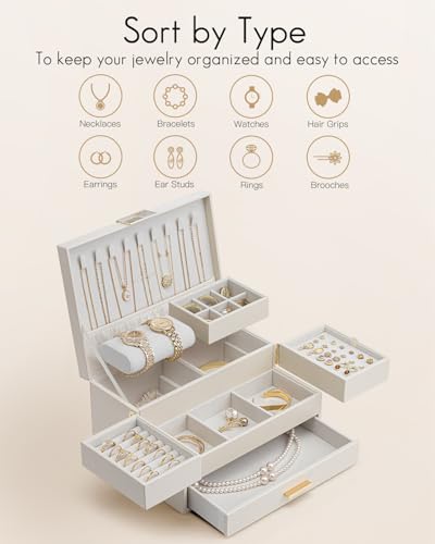 Detalle de VLANDO Jewellery Box: 2-Tier Organiser with Retractable Tray
