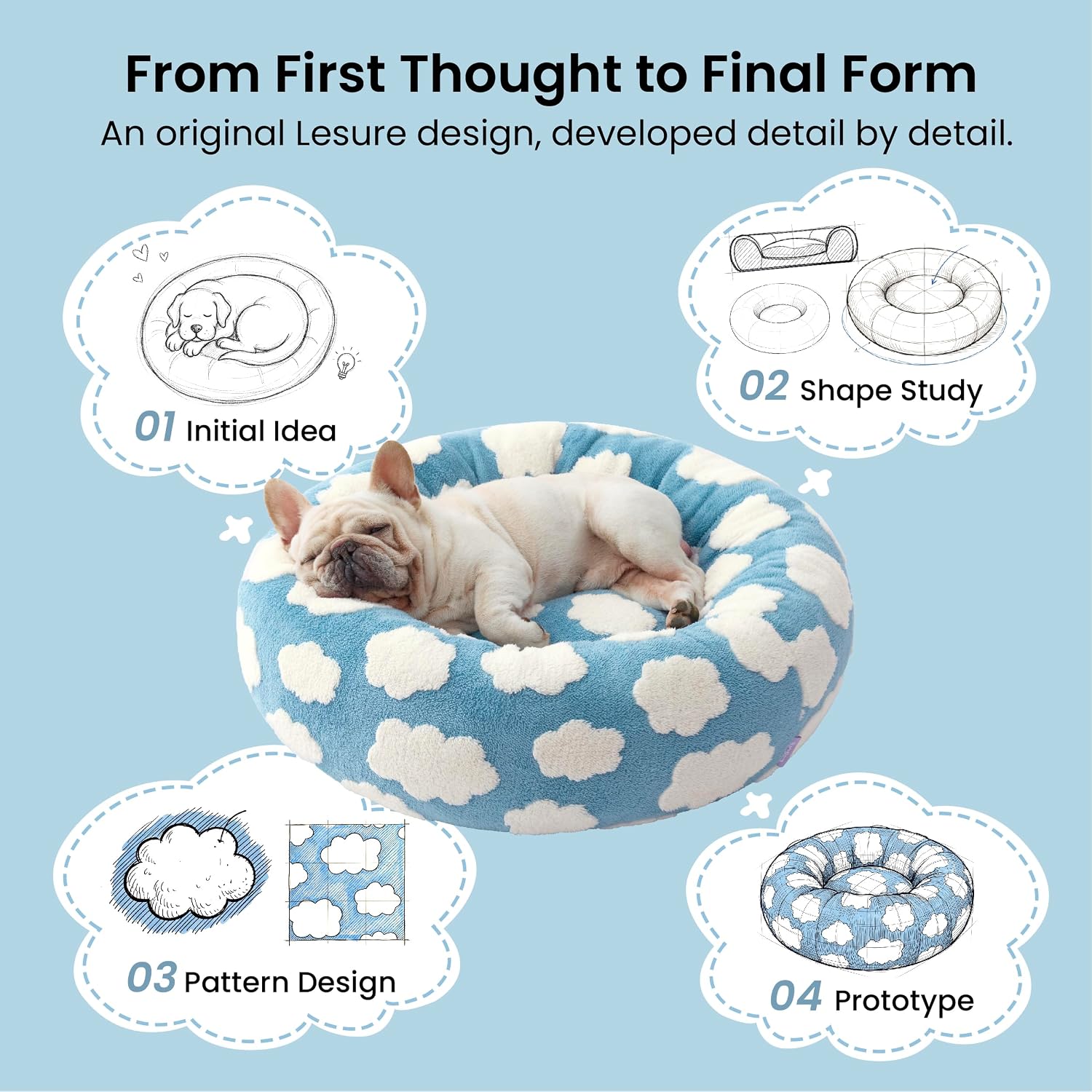 Thumbnail 6 de LE SURE US-IMCDonutBed Jacquard Donut Dog Bed, 36 x 36 x 8 in, Brown Checks