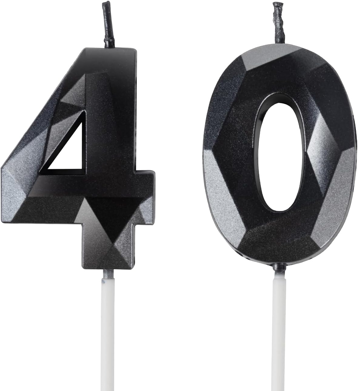 Thumbnail 6 de 75th Birthday Candles – Black Number 75 (2-Pack) for Cake Topper