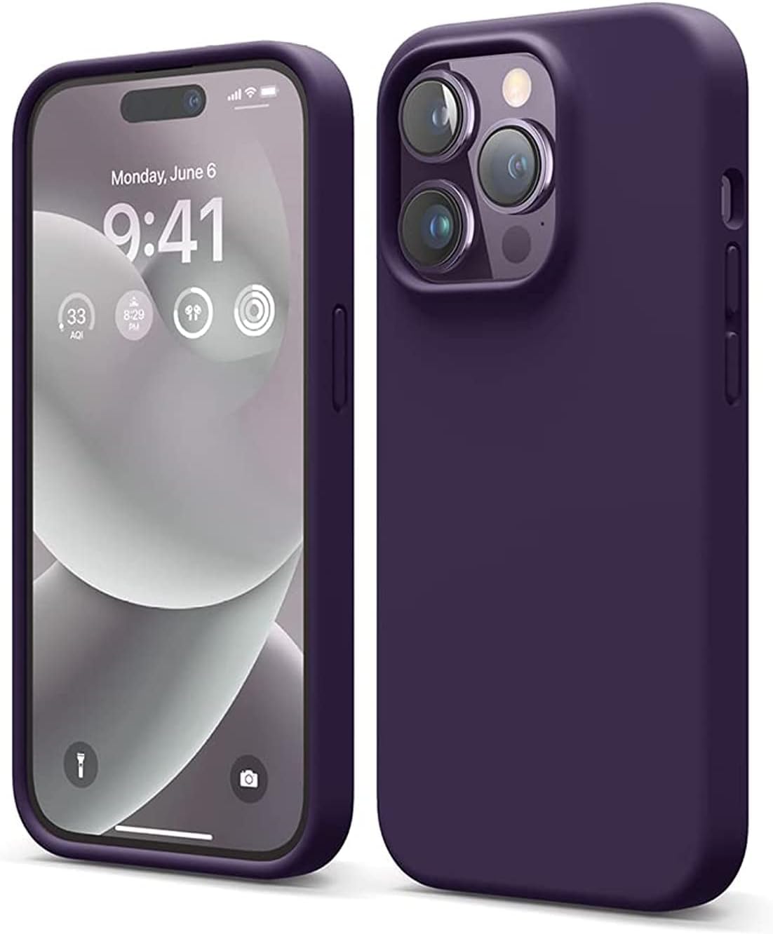 Detalle de elago Coque Silicone Liquide pour iPhone 14 Pro (6,1”) – Étui antichoc 4 couches, microfibre douce et protection intégrale (Violet intense)