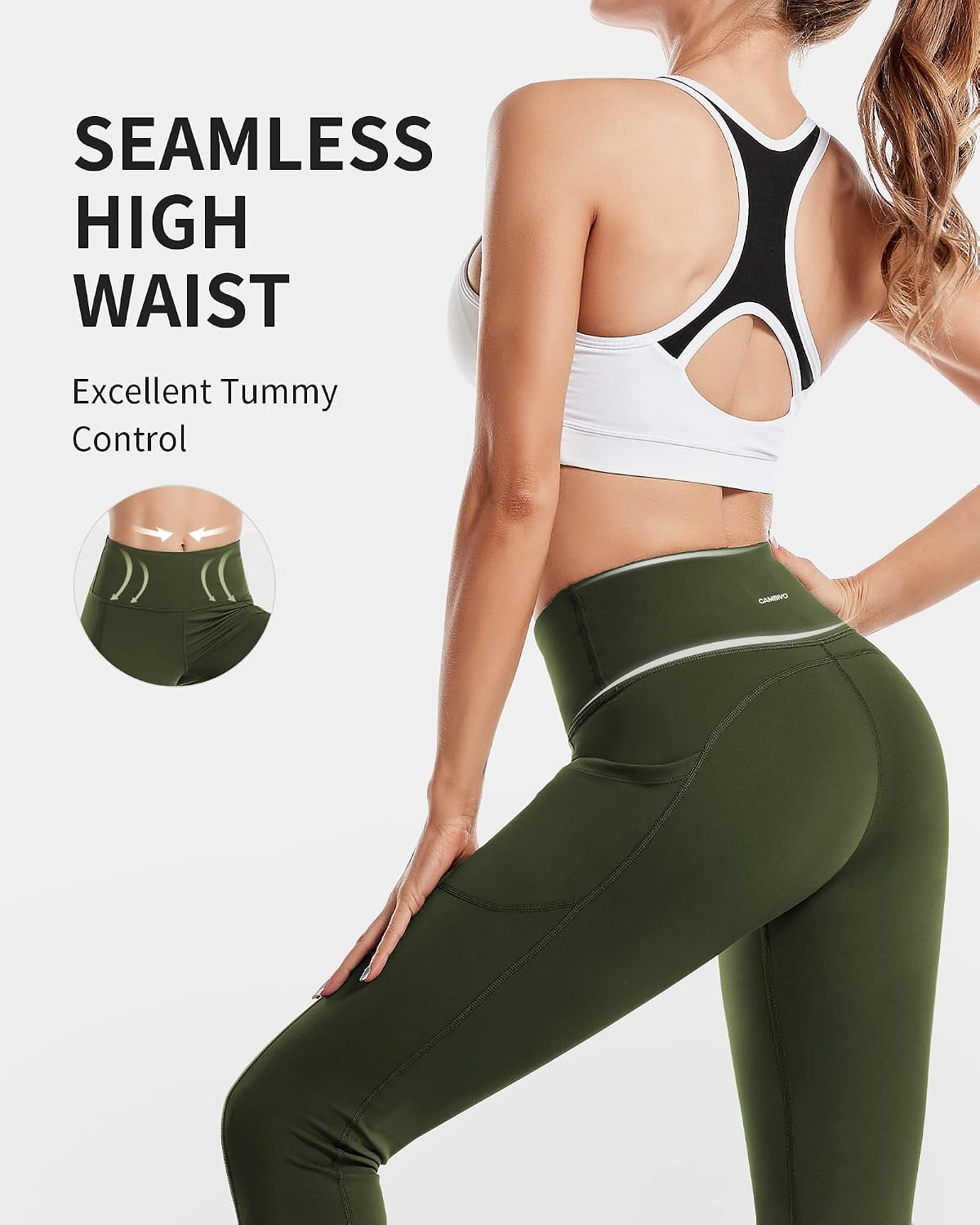 Detalle de CAMBIVO SF10 High-Waisted Leggings for Women with Three Pockets