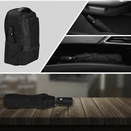 Detalle 2 de AMVUZ Paraguas Plegable de Viaje Compacto Automático a Prueba de Viento (Negro)