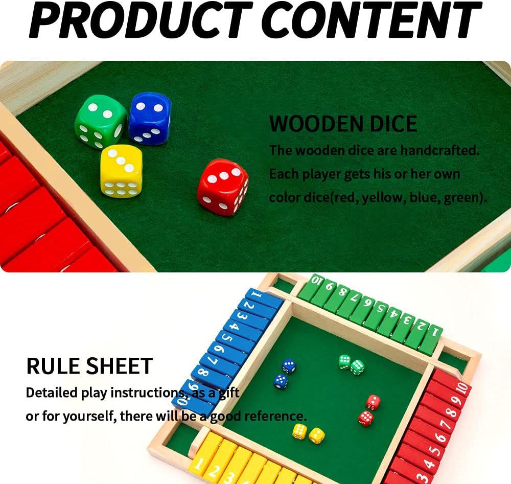 Thumbnail 4 de Nicecho Shut The Box 8.74in Wooden Game 🎲