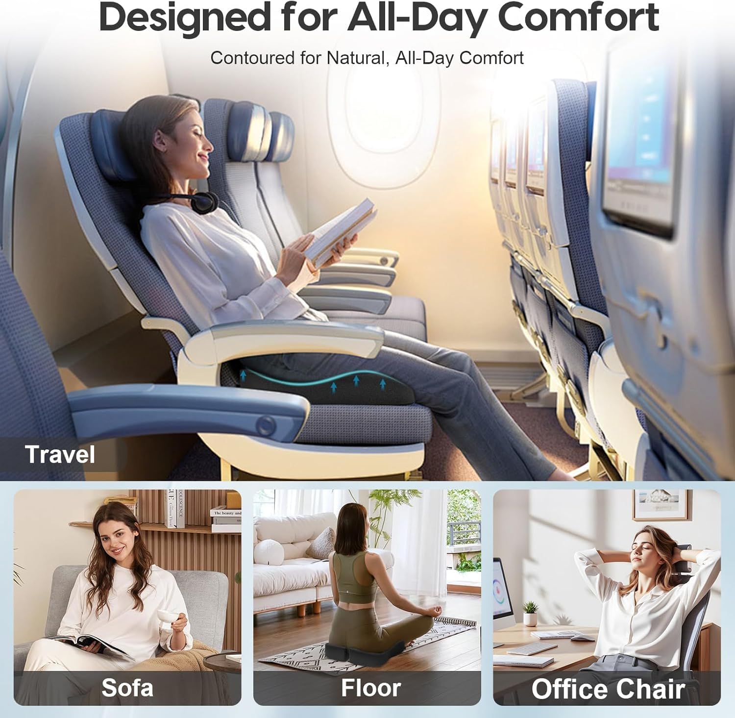 Thumbnail 6 de Cuscino in memory foam per sedia da ufficio con design 3D sagomato e base antiscivolo