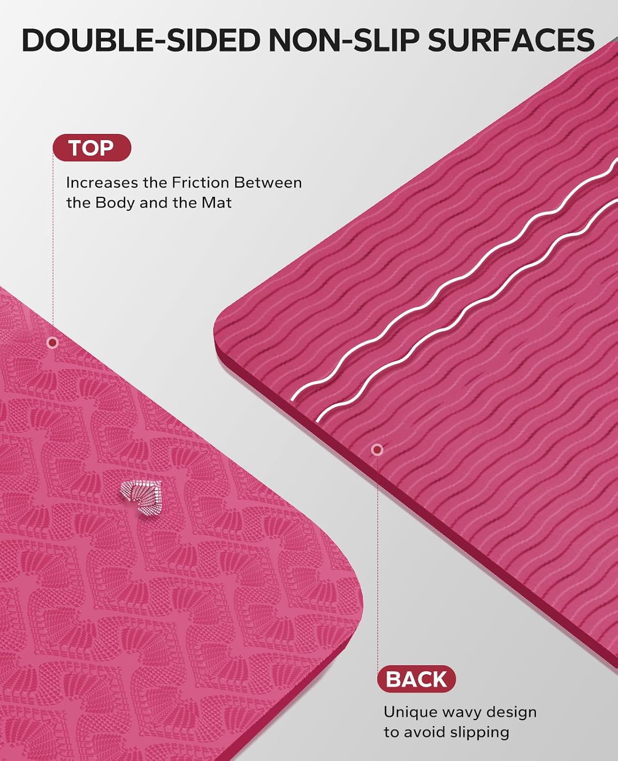 Thumbnail 2 de HAPBEAR Extra Large Yoga Mat, 72" x 48", 6 mm TPE, Double-Sided Grip
