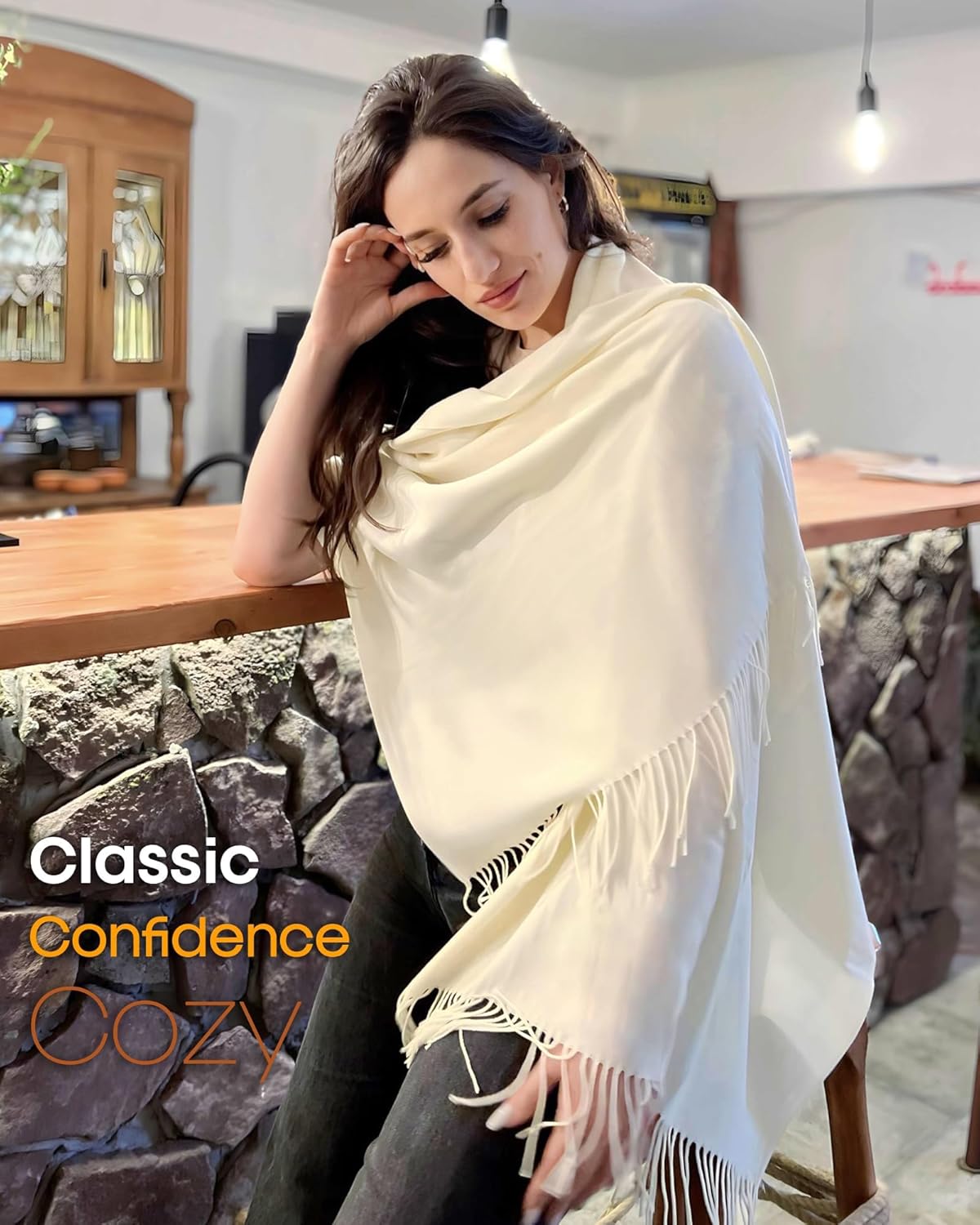 Thumbnail 2 de FURTALK Butter-Soft Pashmina Shawl Wrap (70% Polyester, 30% Viscose) for Women