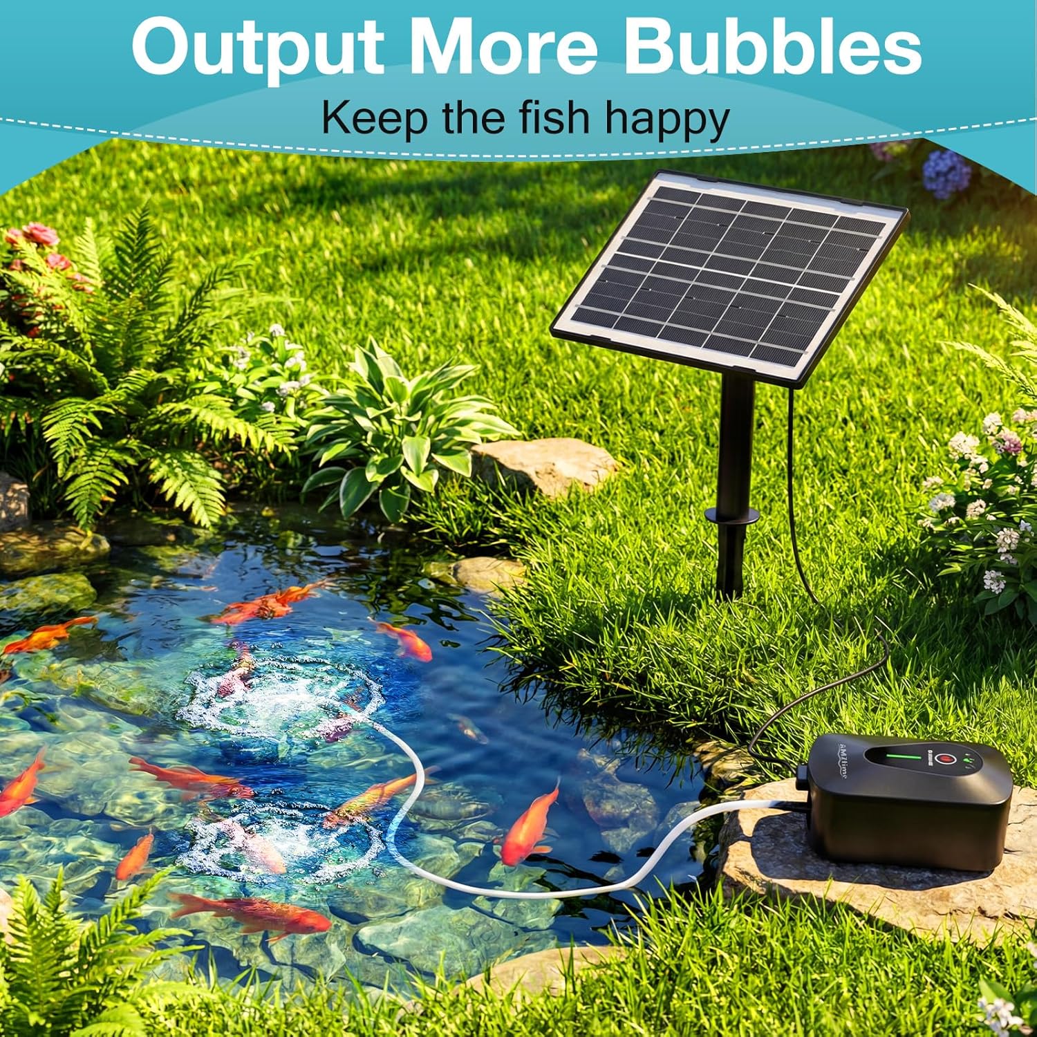 Thumbnail 4 de AMZtime 4.5W Solar Pond Aerator: Battery-backed, 3-Mode Solar Oxygenator for Ponds, Aquariums and Hydroponics