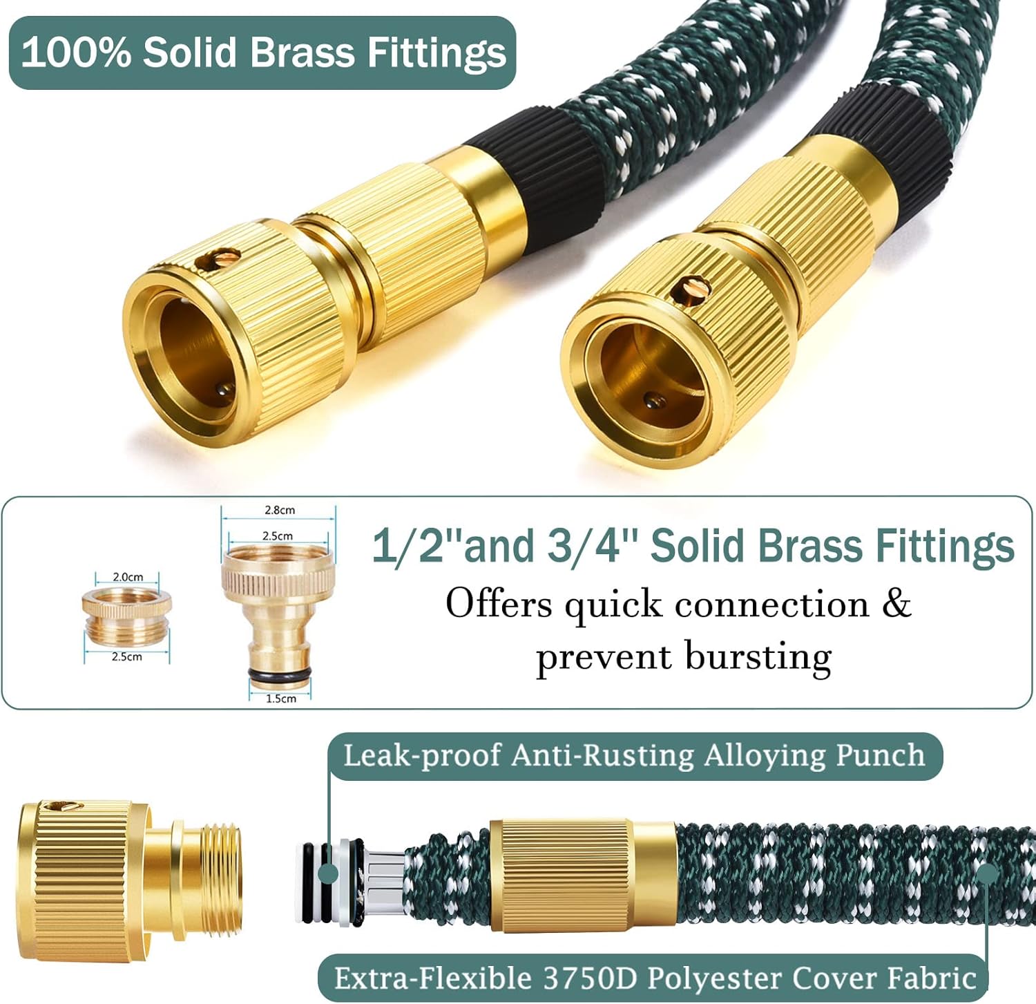 Thumbnail 5 de HmiL-U 100ft Flexible Expandable Garden Hose with 9-Function Spray Gun and Double Latex Core