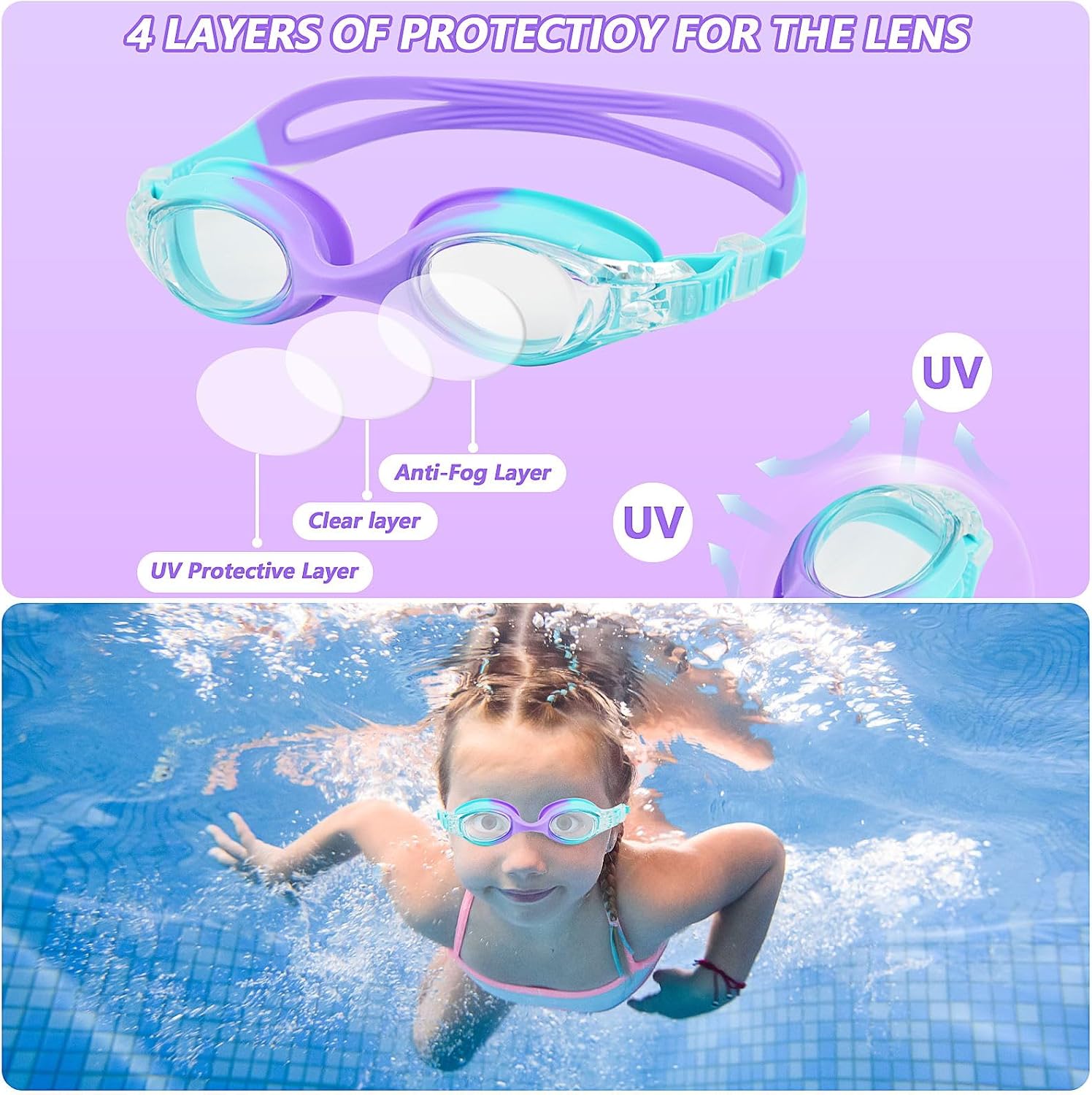Detalle 2 de Mezere Kids Swimming Goggles 6-14 Anti Fog