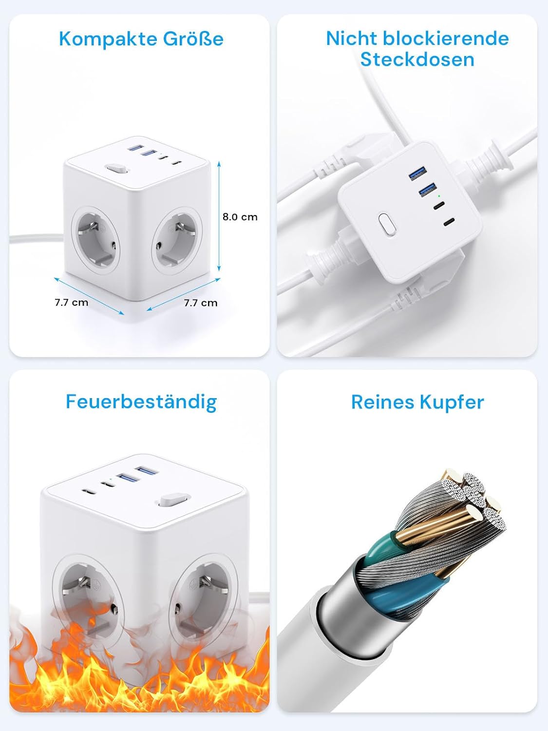 Thumbnail 6 de Power Cube Steckdosenwürfel 8‑in‑1 mit USB