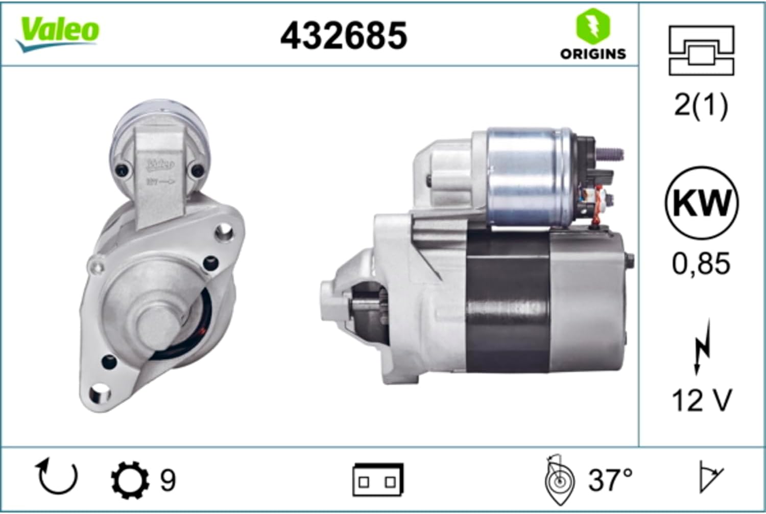 Thumbnail 3 de VALEO 432685 motorino d’avviamento da 12 V (0,85 kW) con 9 denti