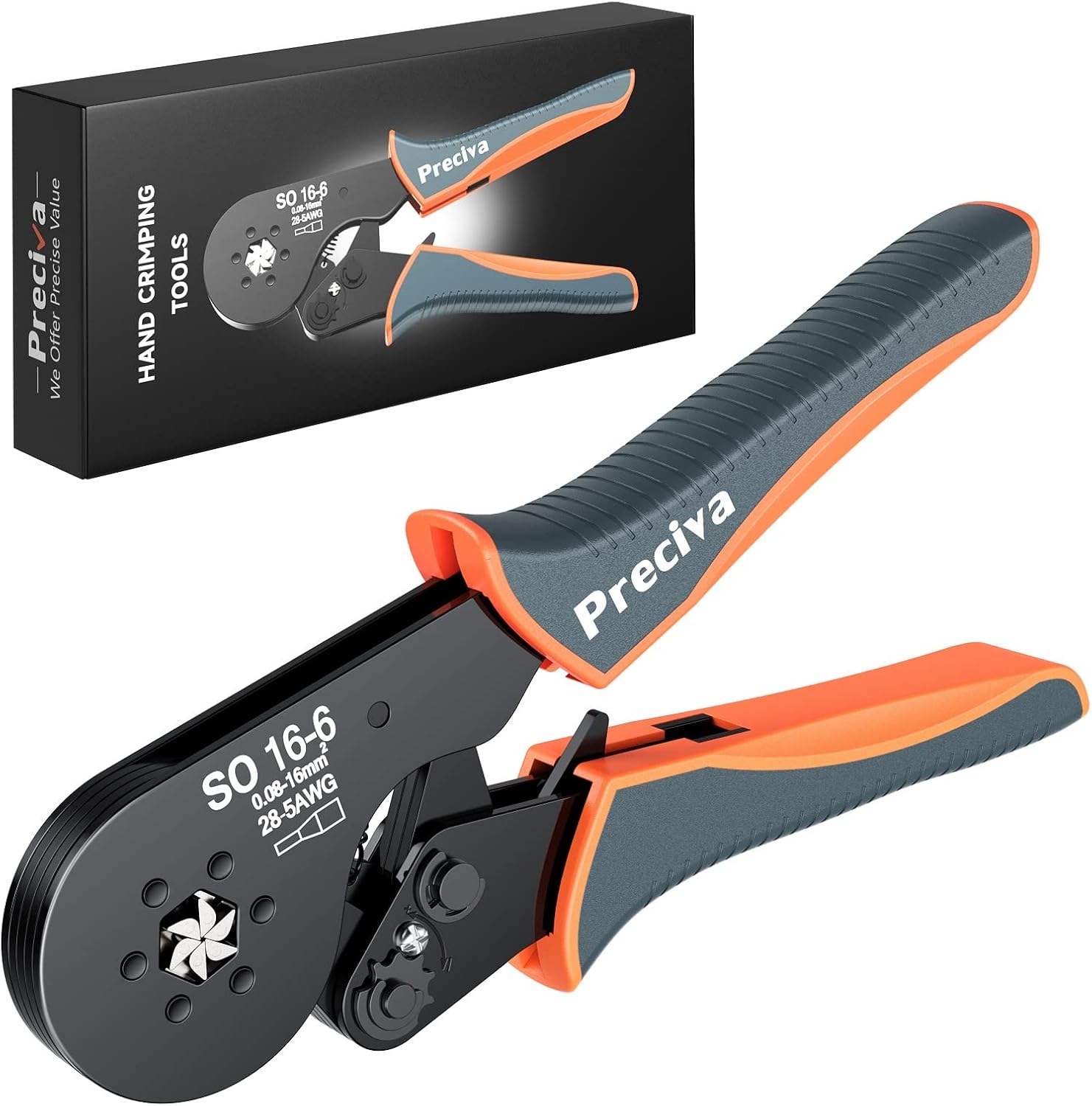 Crimpzange 0,08 bis 16 mm² für Aderendhülsen