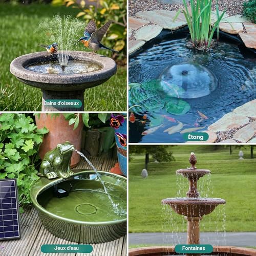 Thumbnail 6 de Biling Fontaine Solaire Extérieure 8 W avec Batterie 3600 mAh − Pompe pour Bassin et Filtre Flottant en ABS