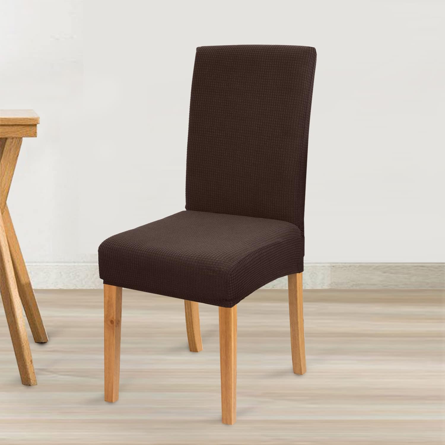 Detalle 2 de Granbest Premium eetkamerstoelhoezen, set van 6, chocolade, elastisch