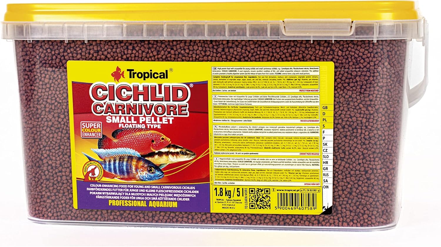 Detalle de Tropical CICHLID CARNIVORE SMAll PELLET – pokarm dla pielęgnic, 5 l, 1,8 kg