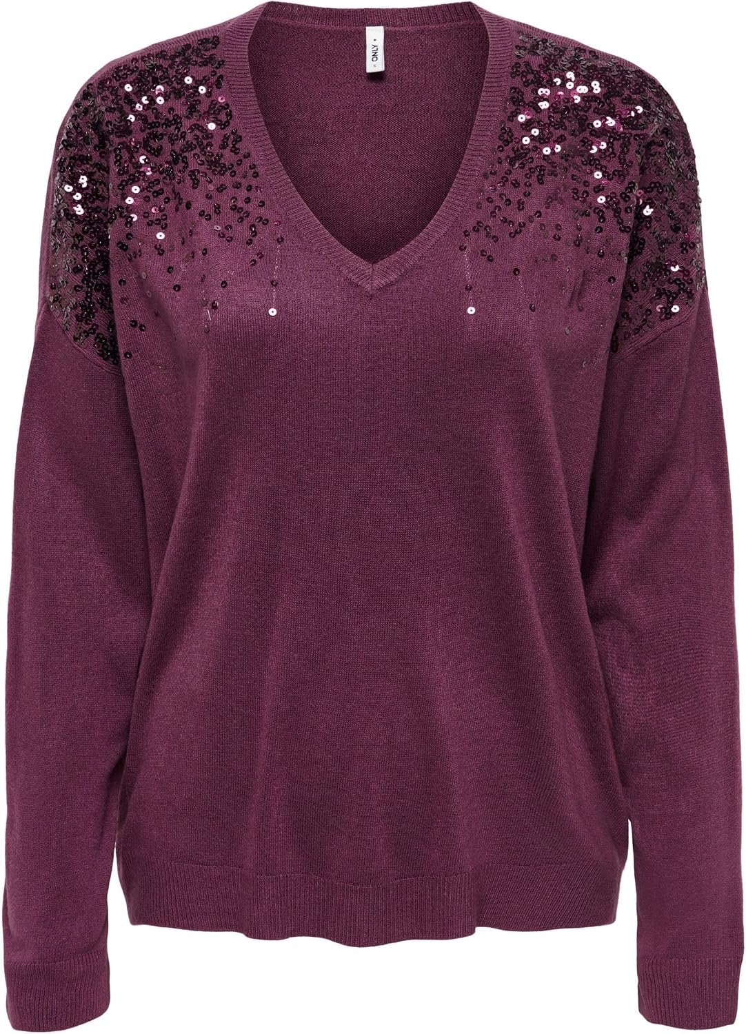 Detalle de ONLY Onlstarry LS Sequin Boxy V-Neck Knit Donna