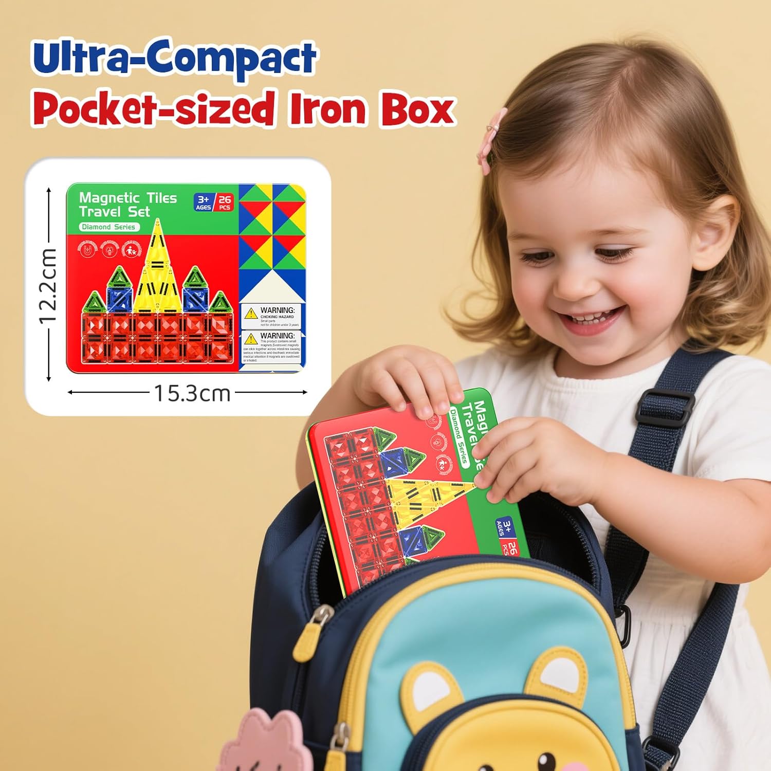 Thumbnail 4 de burgmate Magnetische Bausteine für Kinder (ab 3 Jahren) – Mini Magnetbausteine Reise-Spielzeug mit Tragbar Magnetbox, 26-teilig