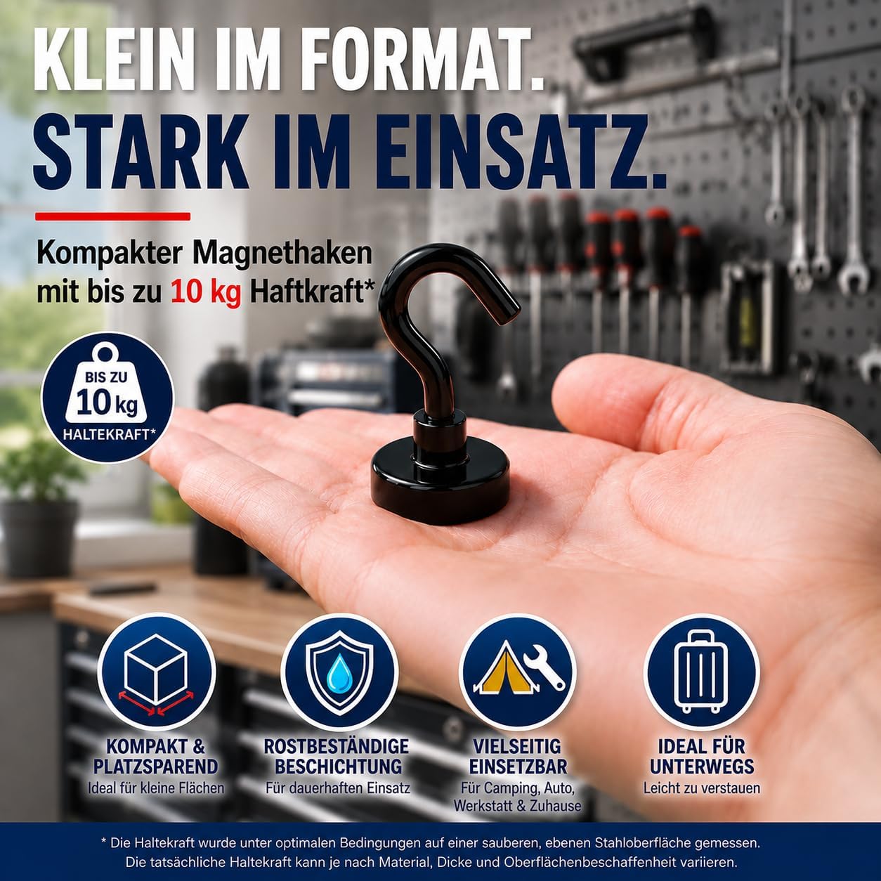 Thumbnail 5 de Neosmuk Magnethaken Schwarz – extra starke Neodym-Magnethaken bis 10 kg für Stahlflächen