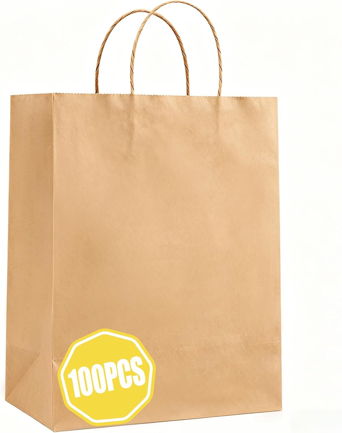 Detalle de Crisgus 100 Sacs Kraft avec Poignée – 15x8x21 cm, Lot de 100