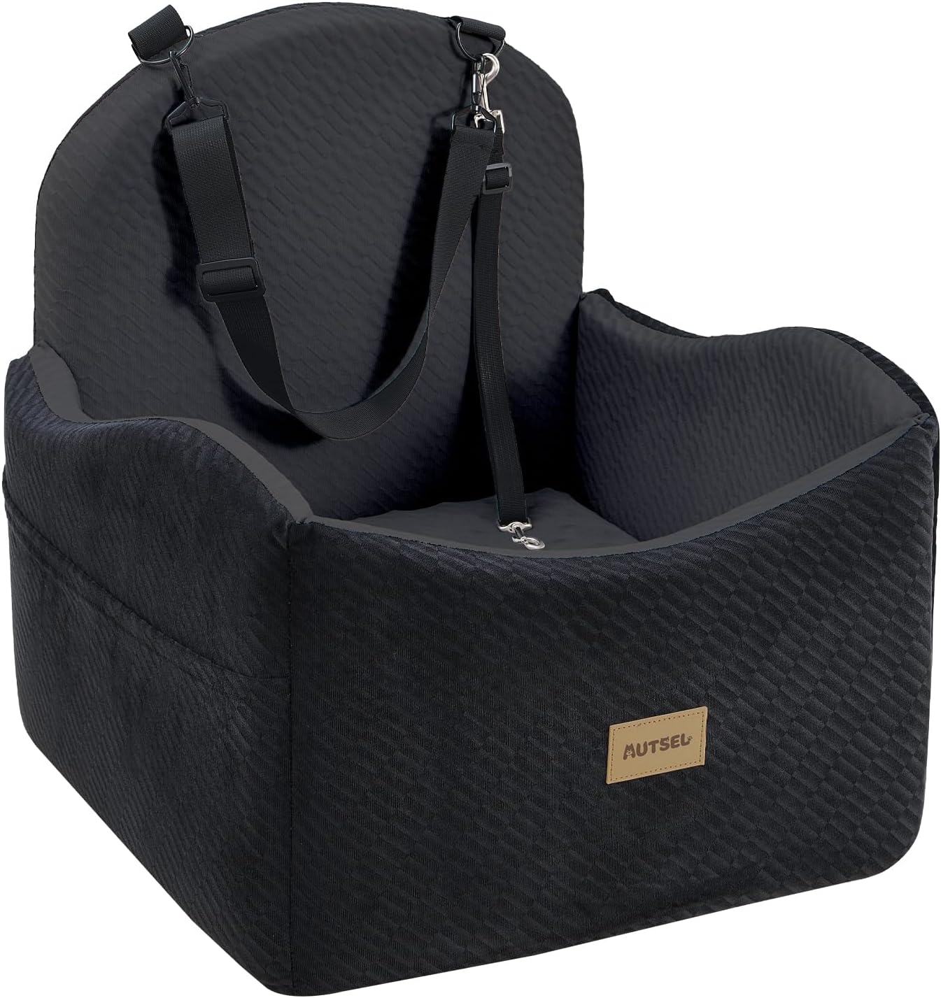 Detalle de Autsel Dog Car Seat for Medium & Small Dogs – Waterproof Booster Seat with Safety Belt and Storage Pockets